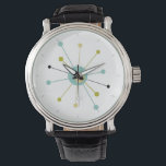 Atomic Era Starburst Mid Century Retro Watch<br><div class="desc">This colorful mid century modern watch features an atomic starburst in turquoise blue,  avocado green,  cream,  and black. So fun to add to your wrist!</div>