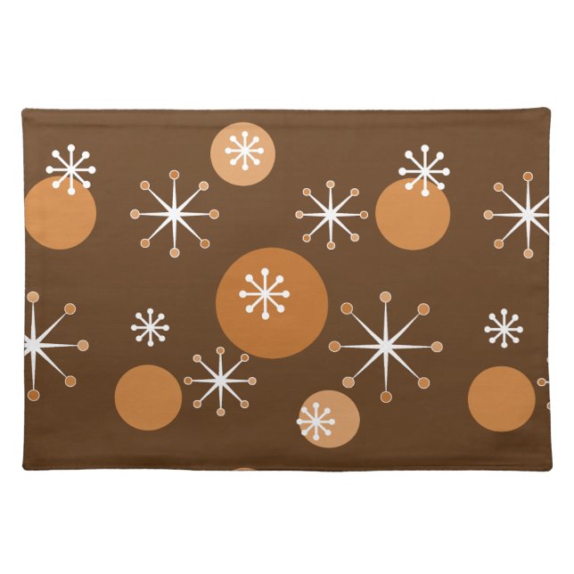 Atomic Era Starbursts Burnt Orange Cloth Placemat (Front)