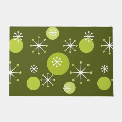 Atomic Era Starbursts Olive Green Doormat