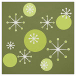 Atomic Era Starbursts Olive Green Fabric
