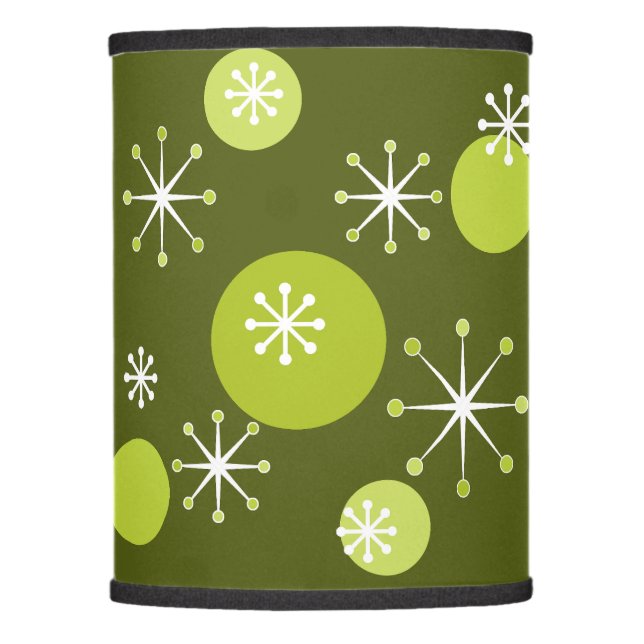 Atomic Era Starbursts Olive Green Lamp Shade (Front)