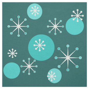 Atomic Era Starbursts Teal Fabric