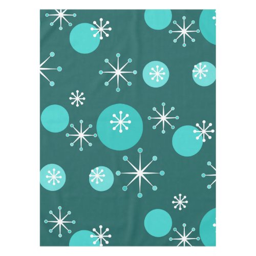 Atomic Era Starbursts Teal Tablecloth