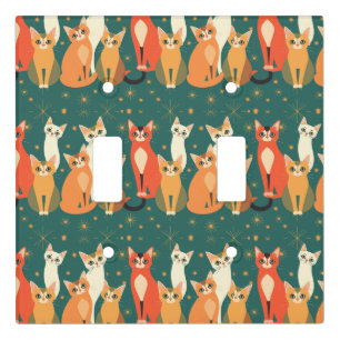 Atomic Era Vintage MCM Mid Century Modern Teal Cat Light Switch Cover