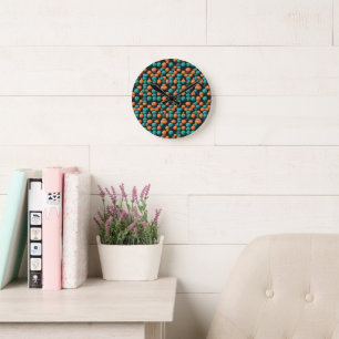 Atomic Era Vintage MCM Mid Century Modern Teal Round Clock