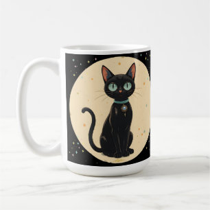 Atomic Futuristic Black Cat Moon Coffee Mug