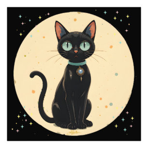 Atomic Futuristic Black Cat Moon Photo Print