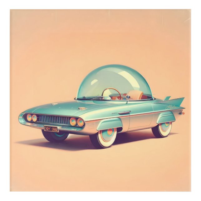 Atomic Futuristic Bubble Blaster Car Acrylic Print (Front)