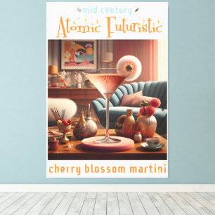 Atomic Futuristic Cherry Blossom Martini Canvas Print