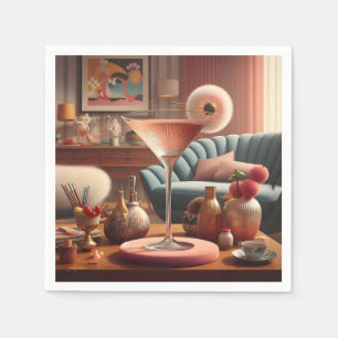 Atomic Futuristic Cherry Blossom Martini Napkins