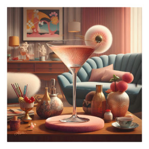 Atomic Futuristic Cherry Blossom Martini Photo Print