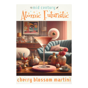 Atomic Futuristic Cherry Blossom Martini Photo Print
