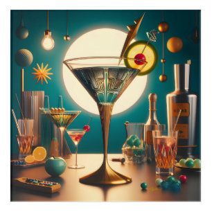 Atomic Futuristic Circuit Board Martini Acrylic Print