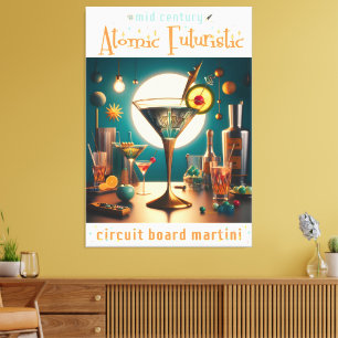 Atomic Futuristic Circuit Board Martini Canvas Print