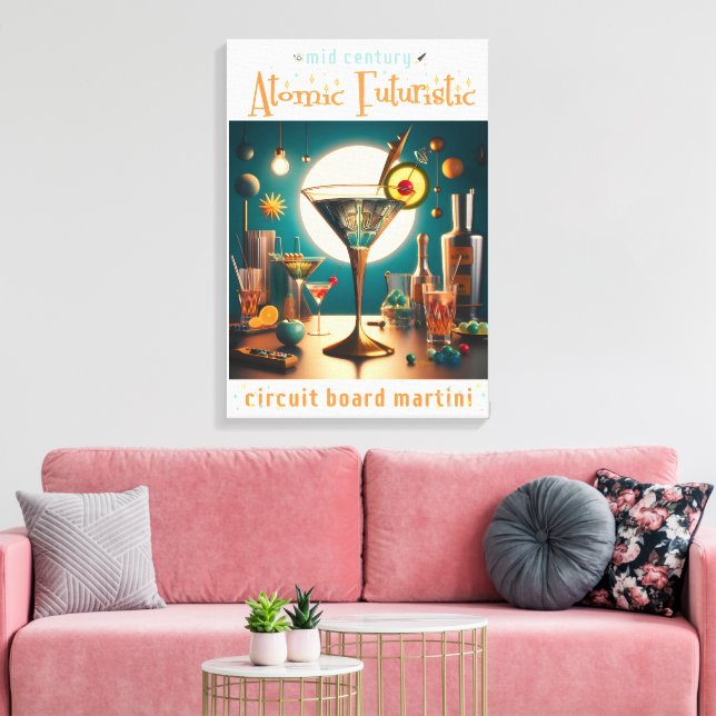 Atomic Futuristic Circuit Board Martini Canvas Print (Insitu(LivingRoom))