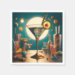 Atomic Futuristic Circuit Board Martini Napkins