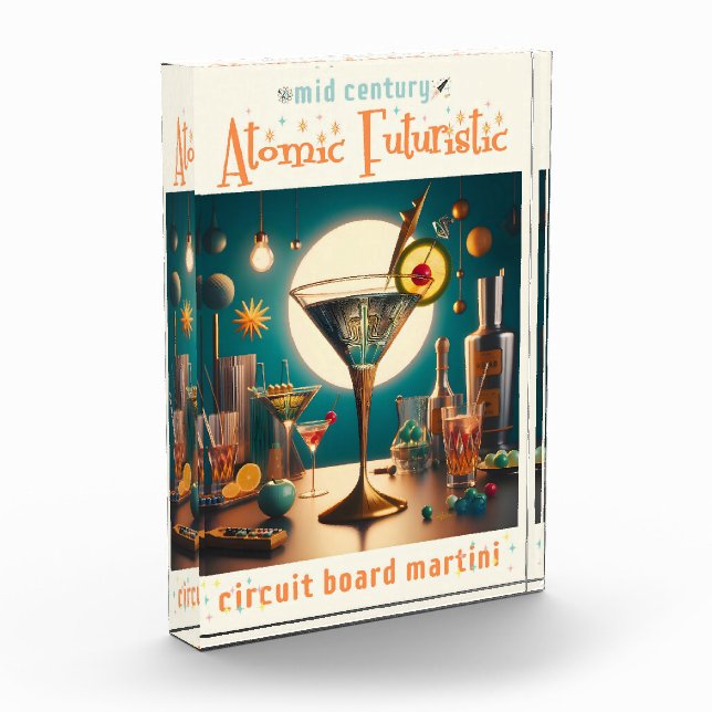 Atomic Futuristic Circuit Board Martini Photo Block (Left)