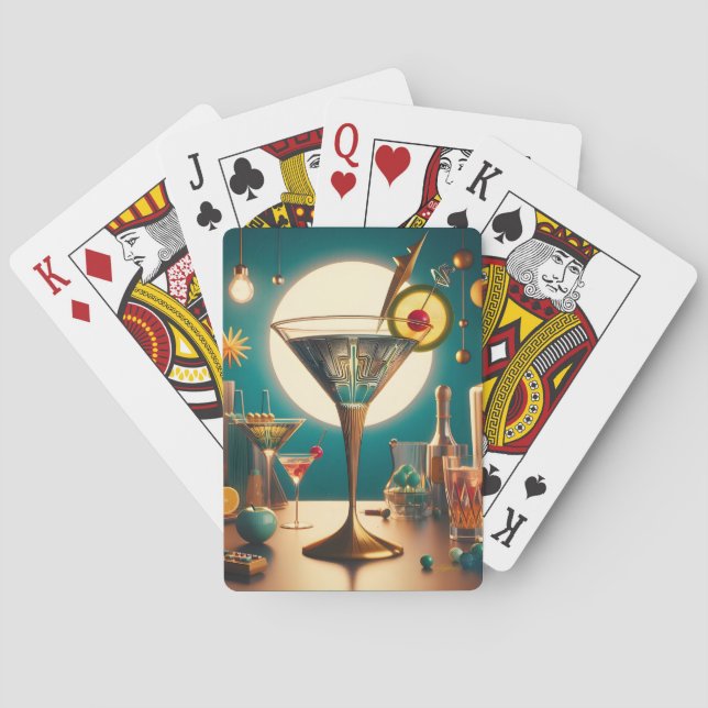 Atomic Futuristic Circuit Board Martini Poker Cards (Back)