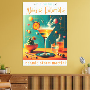 Atomic Futuristic Cosmic Storm Martini Canvas Print