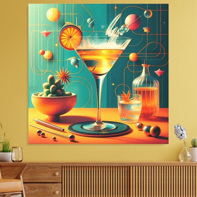 Atomic Futuristic Cosmic Storm Martini Canvas Print (Insitu(LivingRoom))
