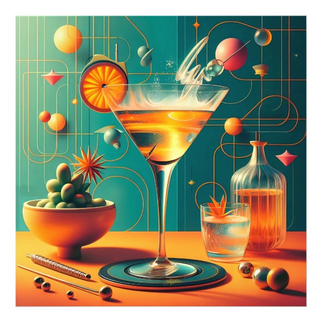 Atomic Futuristic Cosmic Storm Martini Photo Print (Front)