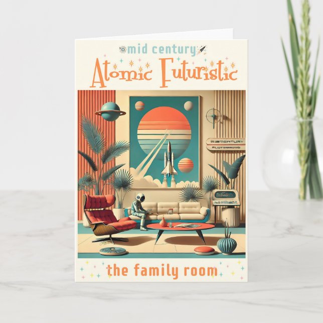 Atomic Futuristic Florida Space Age Family Room Card (Front)