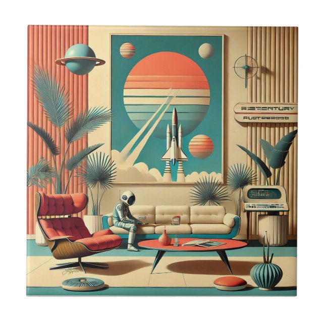 Atomic Futuristic Florida Space Age Family Room Ceramic Tile (Front)