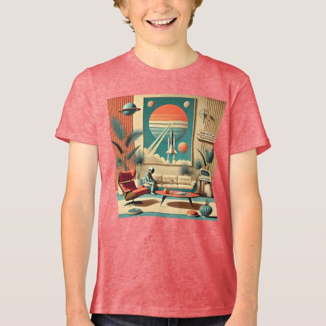 Atomic Futuristic Florida Space Age Family Room Tri-Blend Shirt (Front)