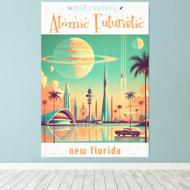 Atomic Futuristic New Florida Canvas Print (Insitu(Wood Floor))