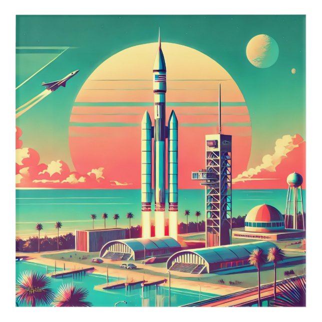 Atomic Futuristic New Florida Launch Site Acrylic Print (Front)