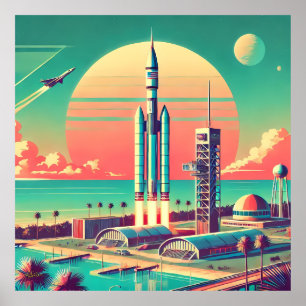 Atomic Futuristic New Florida Launch Site Poster
