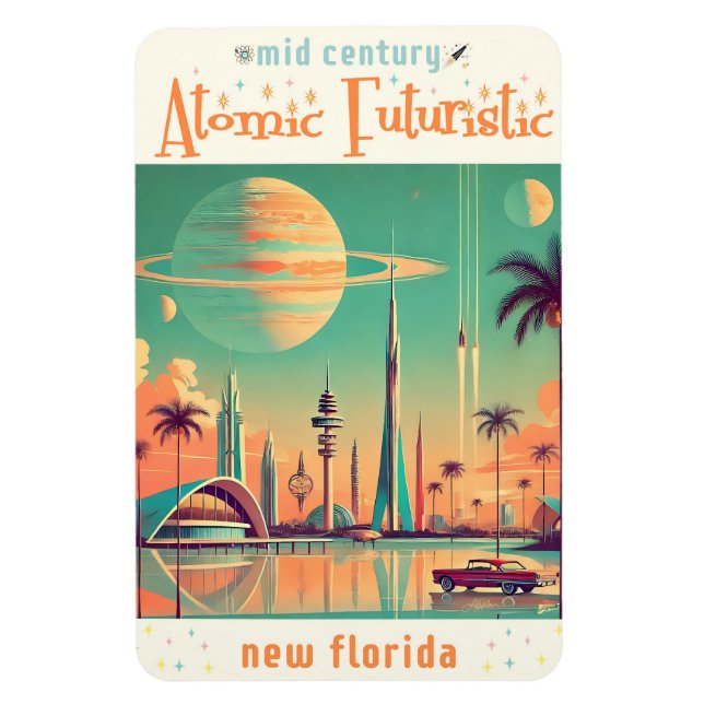 Atomic Futuristic New Florida Magnet (Vertical)