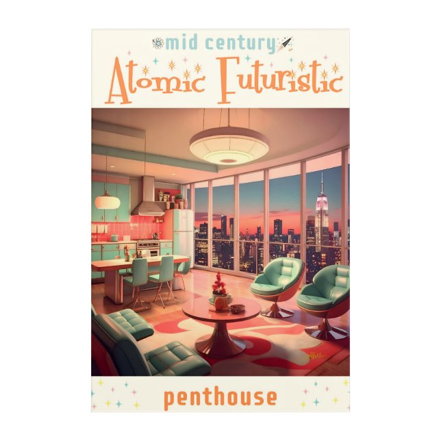 Atomic Futuristic Penthouse Apartment Acrylic Print (Front)
