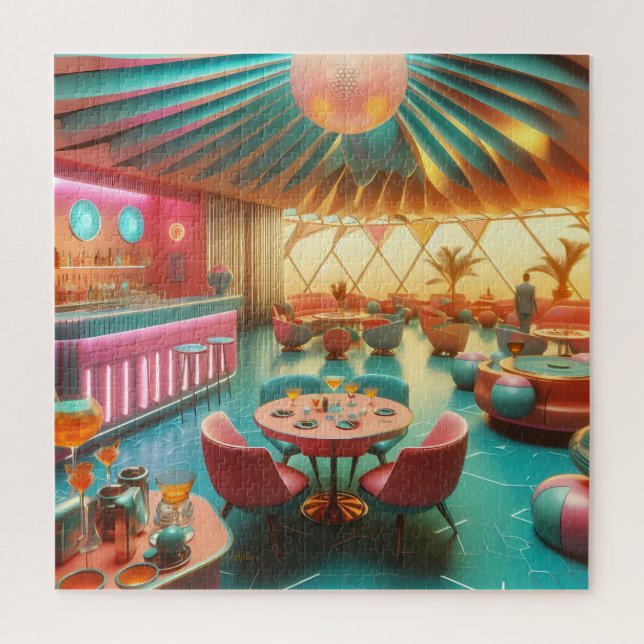 Atomic Futuristic Retro Florida Lounge Jigsaw Puzzle (Vertical)