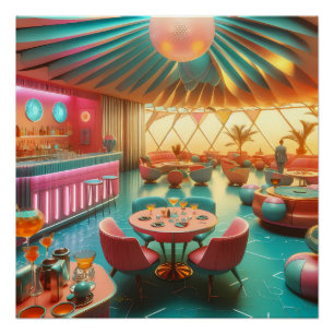 Atomic Futuristic Retro Florida Lounge Poster