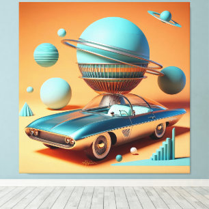 Atomic Futuristic Sky View Cruiser Car  Canvas Print