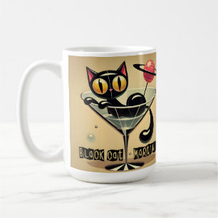Atomic Futuristic Space Age Black Cat Martini Coffee Mug