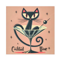 Atomic Futuristic Space Age Black Cat Martini