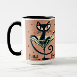 Atomic Futuristic Space Age Black Cat Martini Mug
