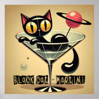 Atomic Futuristic Space Age Black Cat Martini