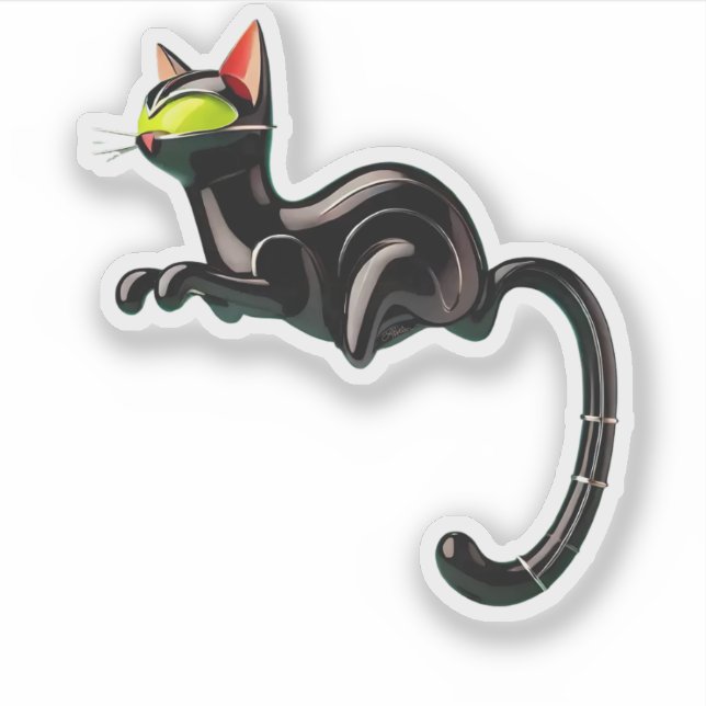 Atomic Futuristic Space Age Black Cat  Sticker (Front)