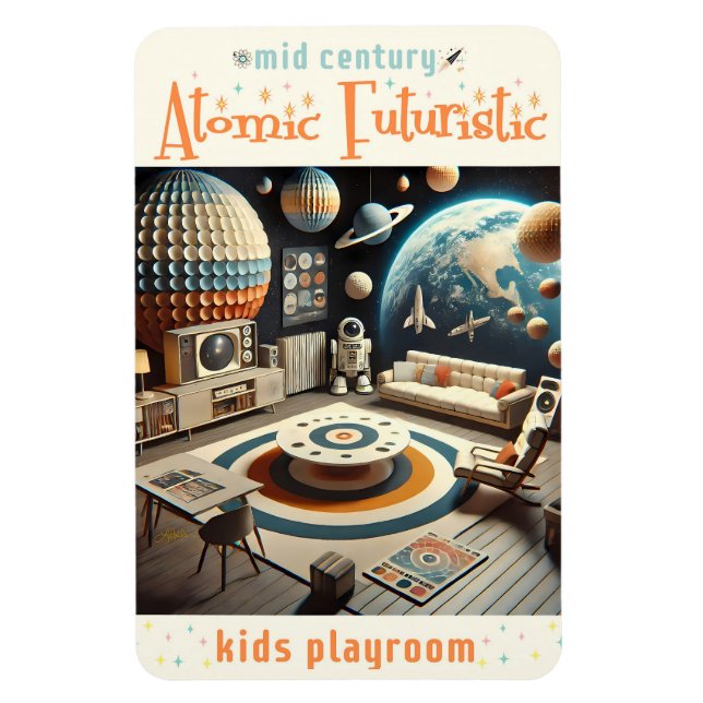 Atomic Futuristic Space Age Kids Playroom Magnet (Vertical)