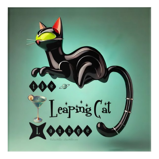 Atomic Futuristic The Leaping Cat Lounge Acrylic Print (Front)