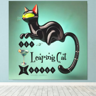 Atomic Futuristic The Leaping Cat Lounge Canvas Print
