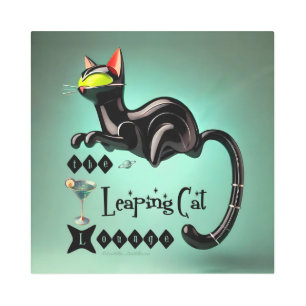 Atomic Futuristic The Leaping Cat Lounge Metal Print