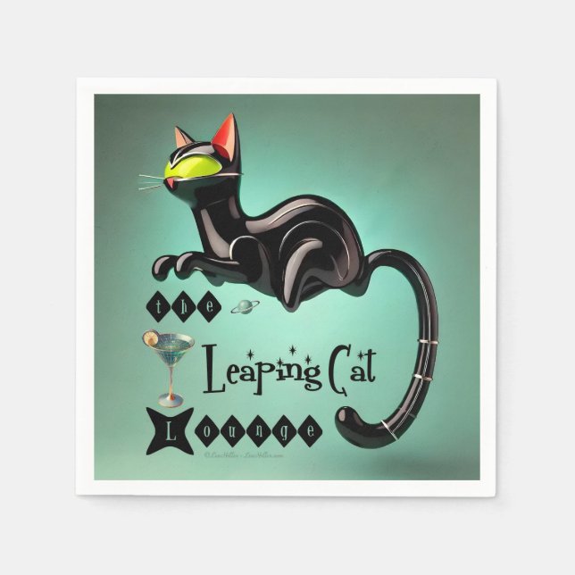 Atomic Futuristic The Leaping Cat Lounge Napkins (Front)