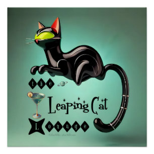 Atomic Futuristic The Leaping Cat Lounge Poster