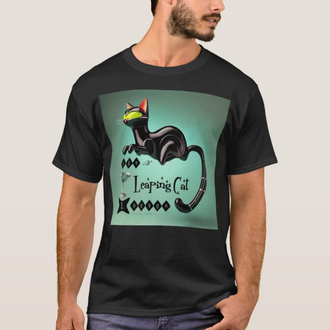 Atomic Futuristic The Leaping Cat Lounge T-Shirt (Front)