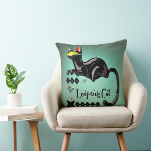 Atomic Futuristic The Leaping Cat Lounge Throw Pillow