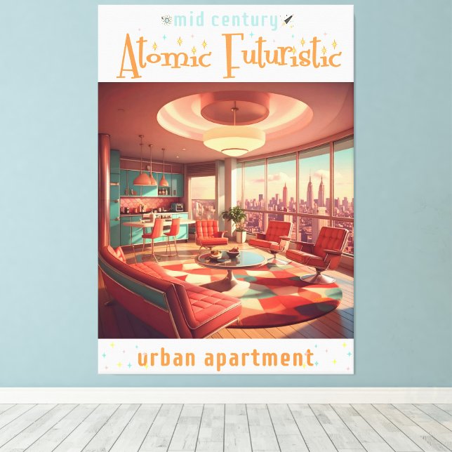 Atomic Futuristic Urban Apartment Canvas Print (Insitu(Wood Floor))